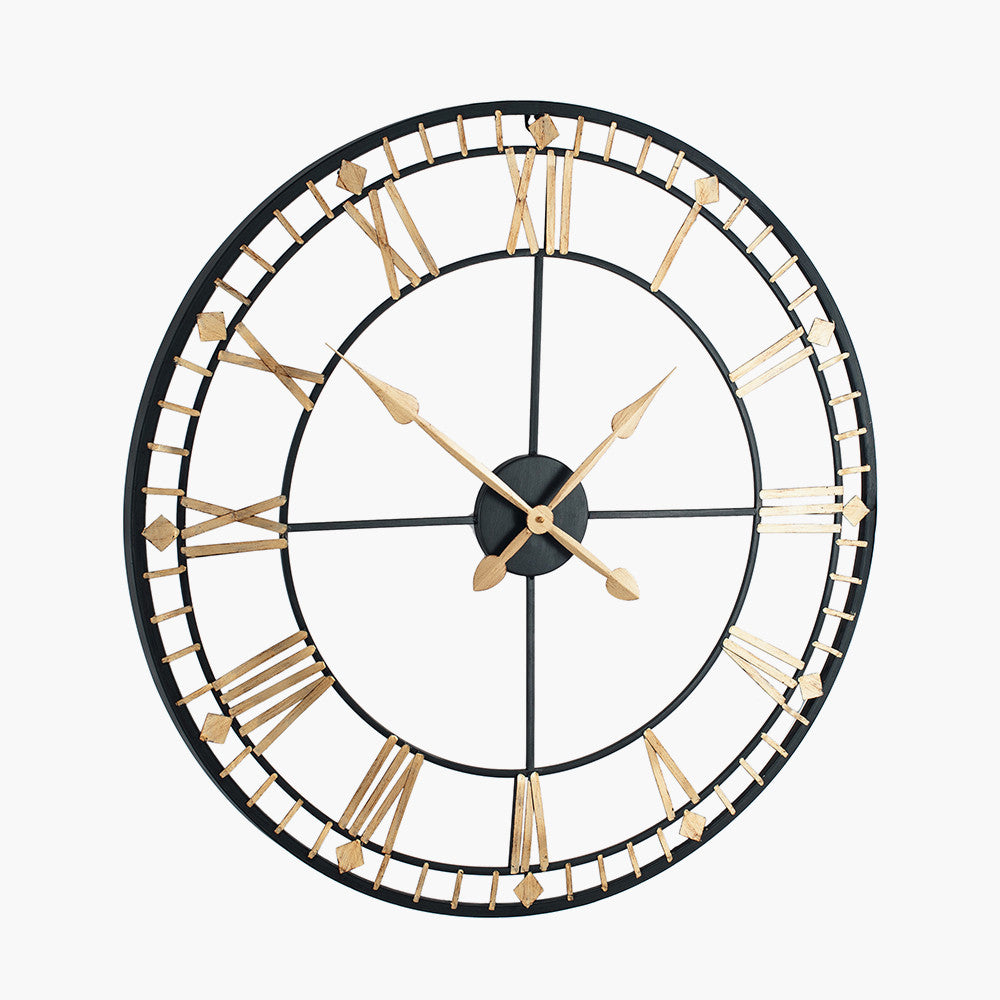 Antique Bronze & Gold Skeleton Wall Clock Large